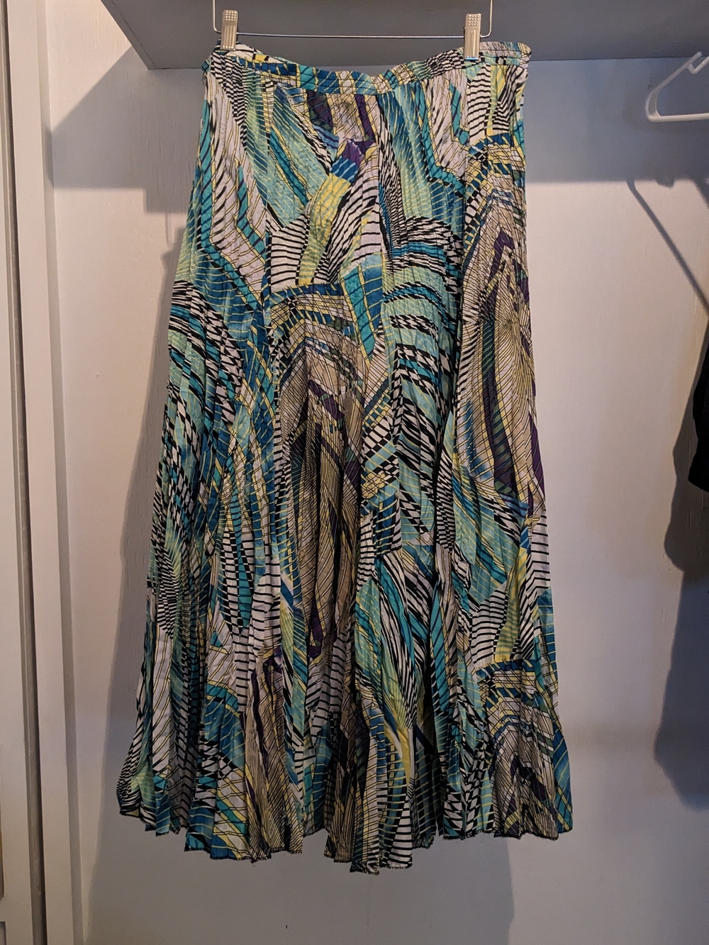 Vintage Teal Multi Pleated A-Line Skirt